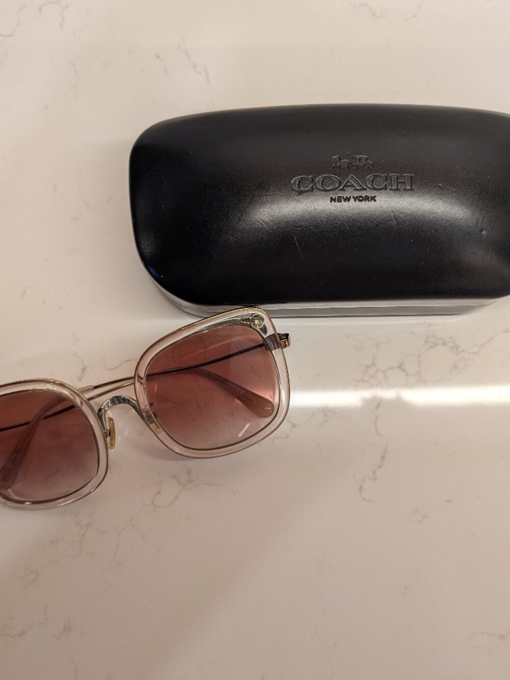 Coach HC7101B Rose Gold Oversized Sunglasses Pink Gradient Lenses 53-23-140